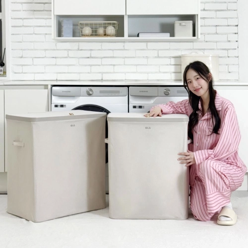 올지 분리수납 2단 빨래바구니 세탁바구니 대형 분리형 이동식 빨래통 냄새차단