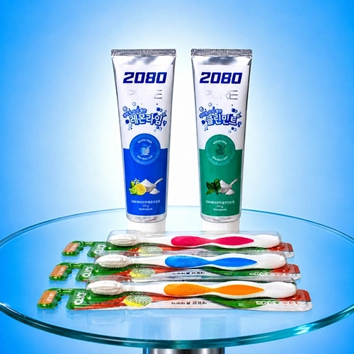 애경 2080 퓨어치약 2종 아르볼 초극세모 칫솔 3입 세트