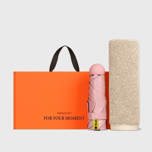 BS329 머쉬룸 초경량 미니 우양산 암막 양우산 선물세트 답례품+송월타올세트 라이트 무지 수건세트