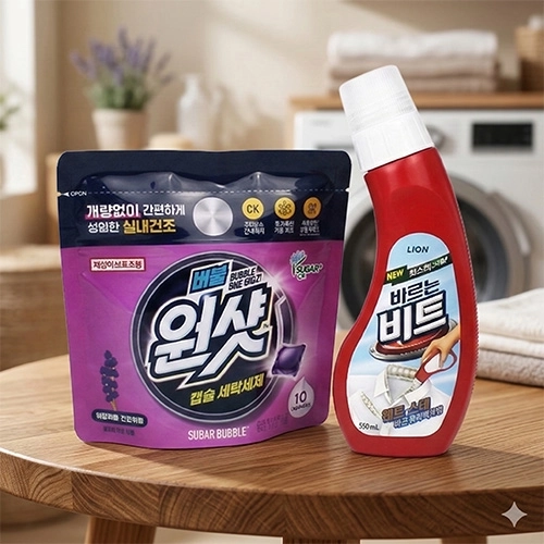 슈가버블 버블원샷 캡슐세제 + 찌든때 바르는 비트 + 끈케이스