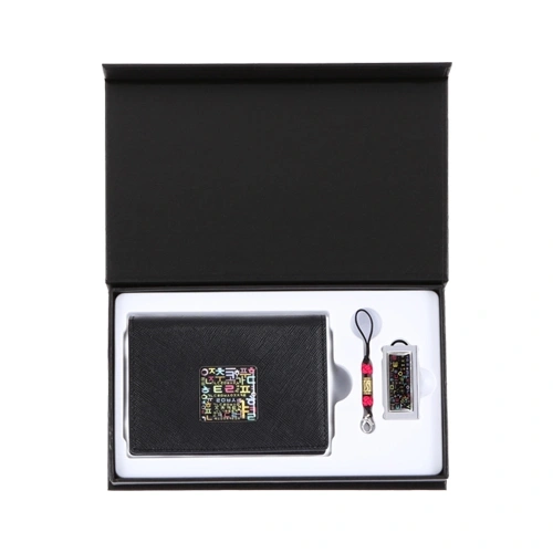 한글 자개 소가죽 명함지갑+한글 자개 USB 세트