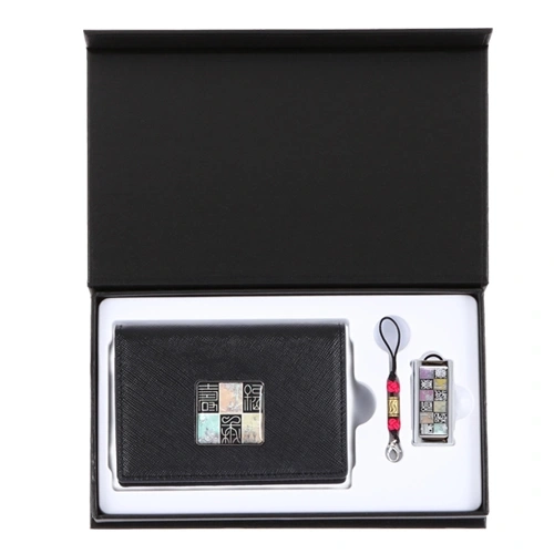 신문자도 자개 소가죽 명함지갑+신문자도 자개 USB 세트