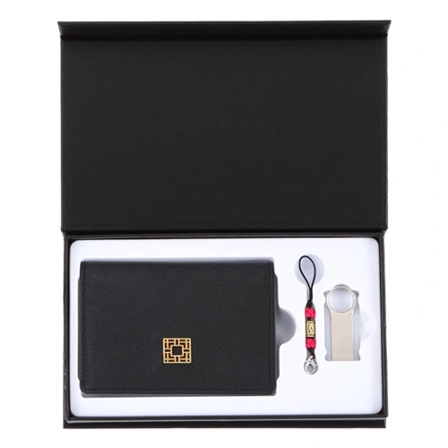완자문 소가죽 명함지갑+메탈 USB 세트