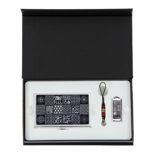 수복문자도 자개 명함케이스+수복문자도 자개 USB 2종 세트