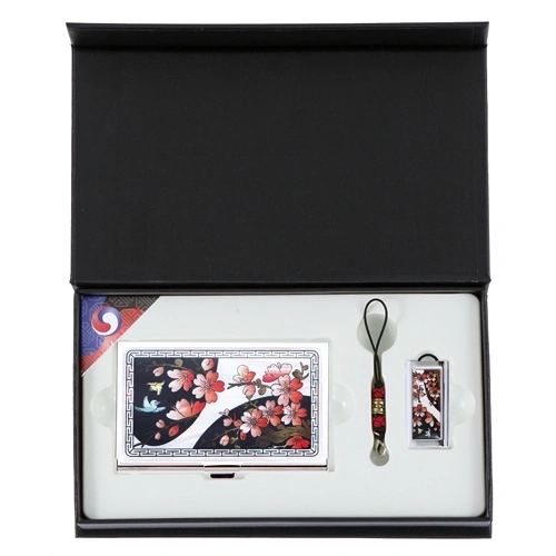 뉴매화문 자개 명함케이스+뉴매화문 자개 USB 2종 세트