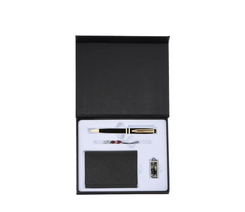 워터펜 블랙+사피아노 소가죽 명함지갑+채색 십장생 자개 USB 3종 세트