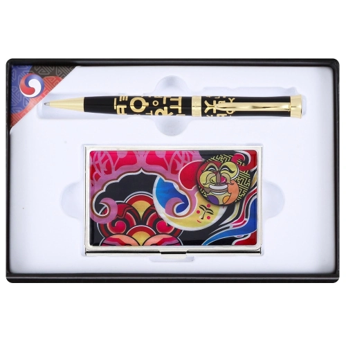 한글 볼펜+한국의미소 자개 명함케이스 2종 세트