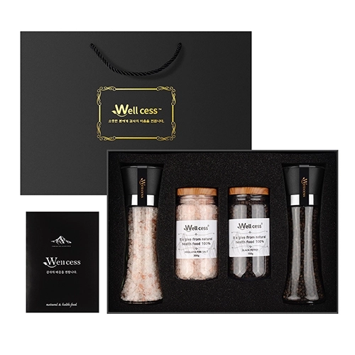 웰세스 WG-244 히말라야 핑크솔트 블랙페퍼 그라인더 선물세트