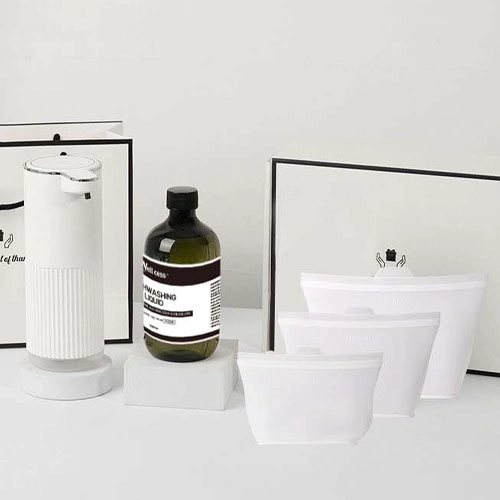 웰세스 WG-102GS 젤 주방세제 자동 디스펜서 1개 + 리필 1개 (500ml) + 실리콘지퍼백3종 세트