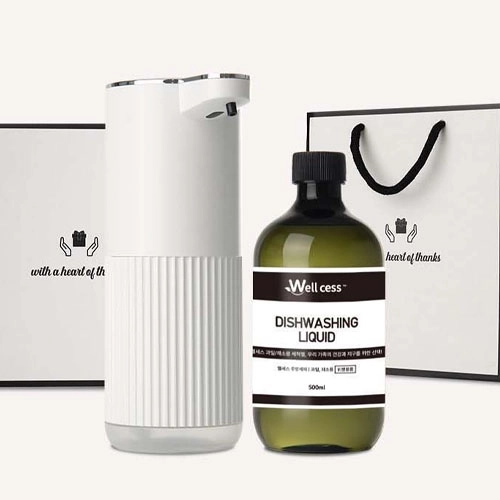 웰세스 WG-101G 젤 주방세제 자동 디스펜서 1개 + 리필 500ml 1개 세트