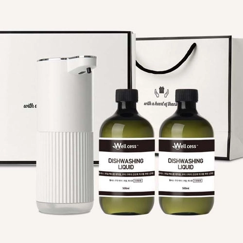 웰세스 WG-102G 젤 주방세제 자동 디스펜서 1개 + 리필 500ml 2개 세트