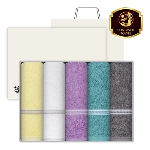 [송월타올] 레일40 세면타올 20수 130g 5매 고급세트