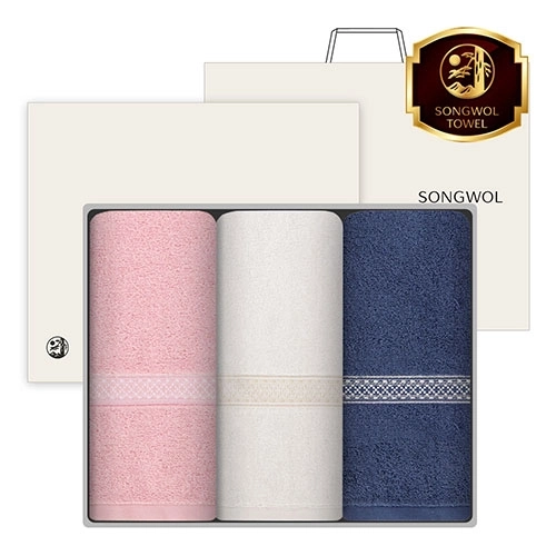[송월타올] 패턴40 세면타올 16수 140g 3매 풀세트