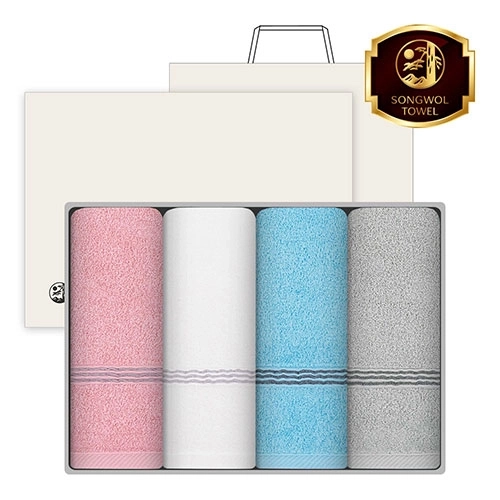 [송월타올] 웨이브38 세면타올 20수 120g 4매 고급세트