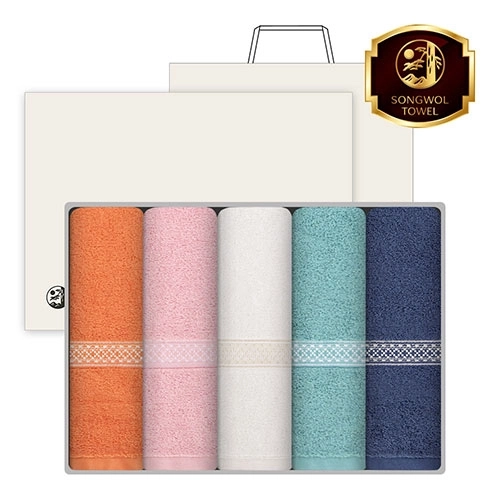 [송월타올] 패턴40 세면타올 16수 140g 5매 고급세트