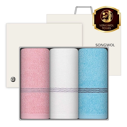 [송월타올] 웨이브38 세면타올 20수 120g 3매 풀세트