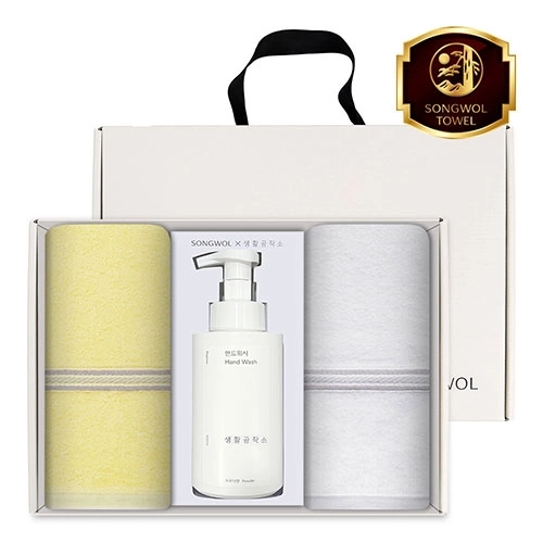 송월 생활공작소 3P 세트 (레일40 타올 2매 + 핸드워시 500ml 1개)