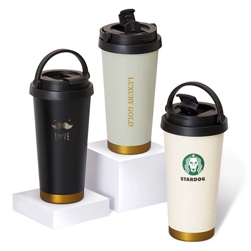 (H-024) 304 스텐 럭셔리 골드 이중진공 핸들텀블러 500ml / 풀칼라