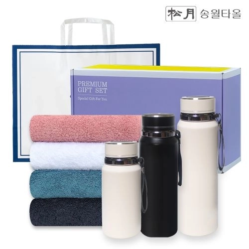 송월 프리미엄 선물 세트 (호텔40수 헤스티지 1P 프리미엄온도텀블러 1000ml 1P)