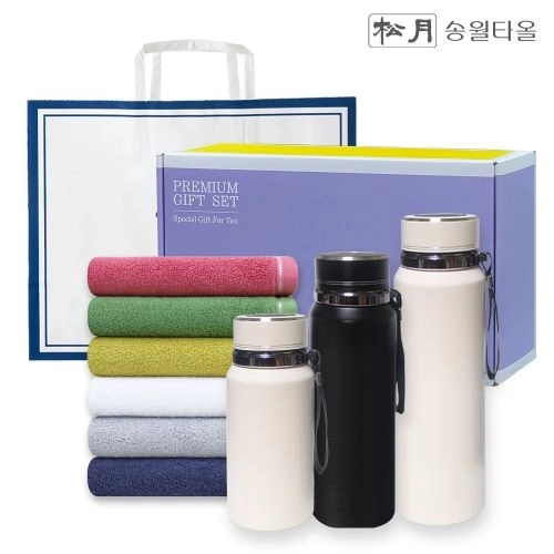 송월 프리미엄 선물 세트 (호텔 컬러풀40 1P + 프리미엄온도텀블러1000ml 1P)