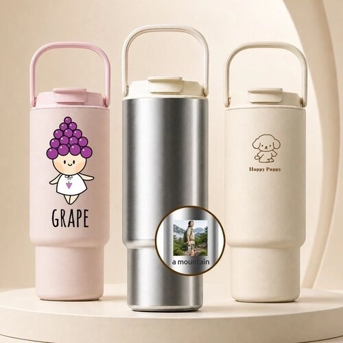 [316스텐텀블러] 루프 핸들 316 스텐텀블러 듀 얼 캡 진공텀블러 1000ml