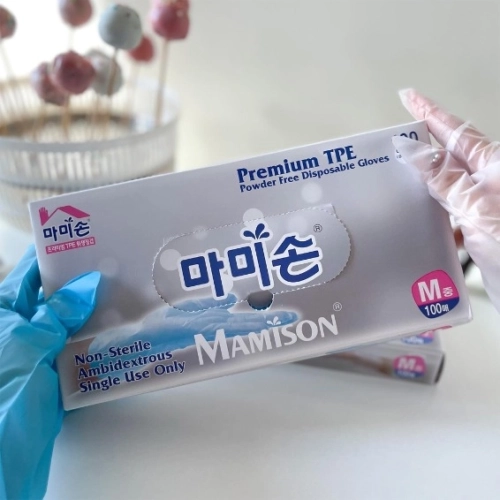 마미손 TPE 위생장갑 블루 투명