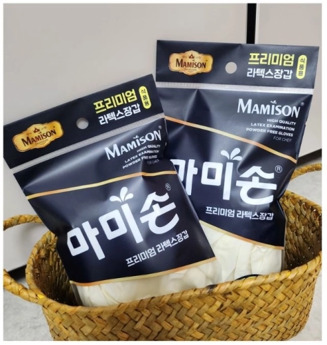 마미손 라텍스 천연장갑 10매 중 휴대용 캠핑 위생