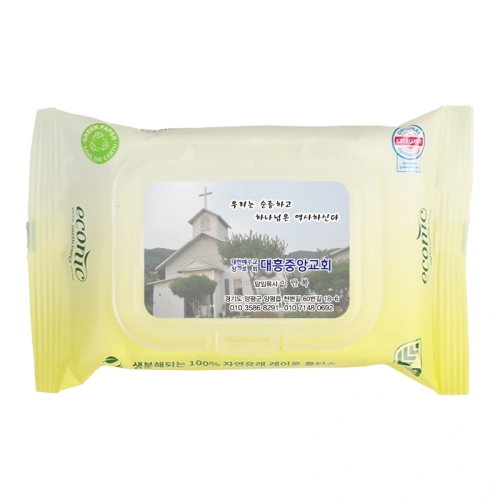 에코닉 생분해 그린 투명캡형 물티슈 40g (20매) 전도용