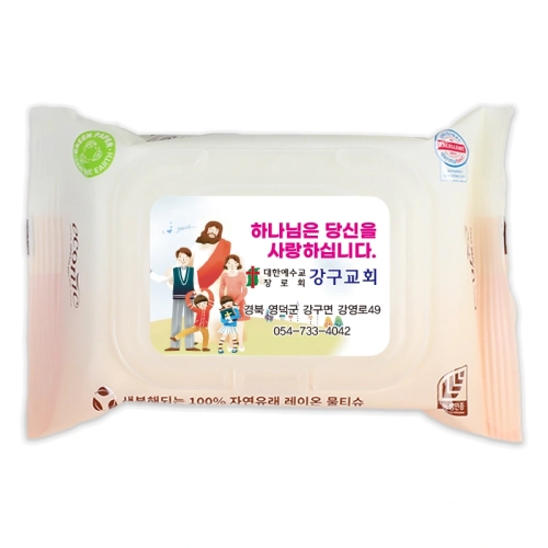 에코닉 생분해 그린 투명캡형 물티슈 40g (25/30매) 전도용