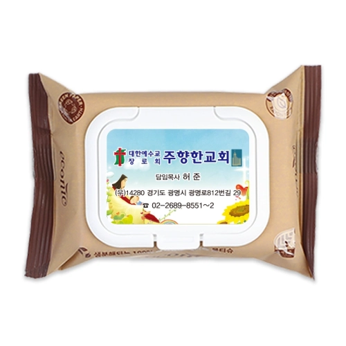 에코닉 생분해 브라운 화이트캡형 물티슈 40g (25/30매) 전도용