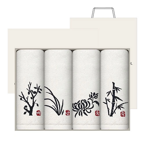[송월타올] 사군자 자수타올 150g 4매세트