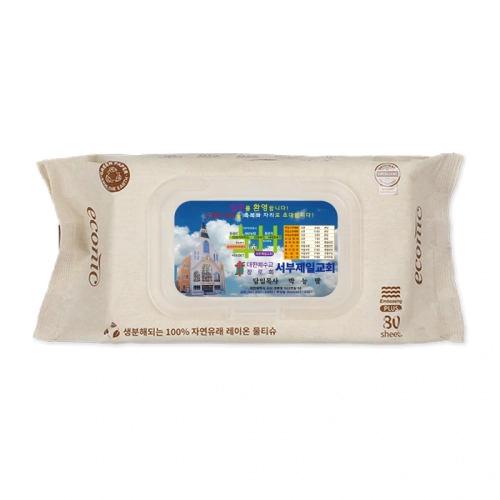 에코닉 생분해 브라운 캡형 물티슈 60g 엠보싱 PLUS (80매) 전도용