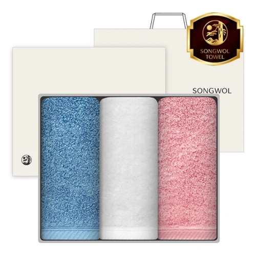 [송월타올] 코마 40수 무지타올 40, 180g 3매, 고급세트, 세면타올