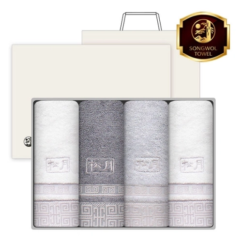[송월타올] 격자40 세면타올 4매, 고급세트, 세면타올