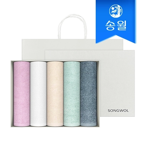 [송월타월] 라이트무지 5매 선물세트(쇼핑백) 답례품