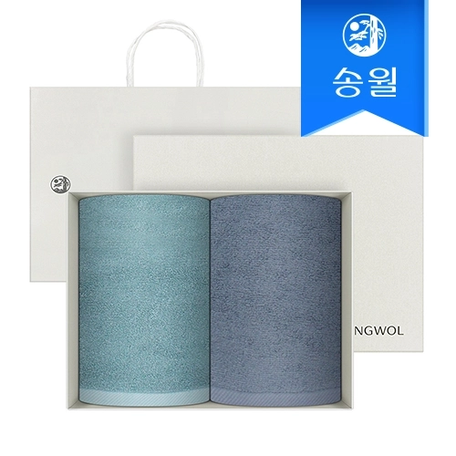 송월타월 항균무지 2매 선물세트(크림상하+쇼핑백) 답례품