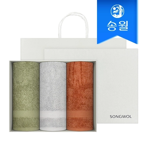 [송월타올] 호텔수건 제이드 210g 3p 선물세트(쇼핑백) 기념수건 답례품