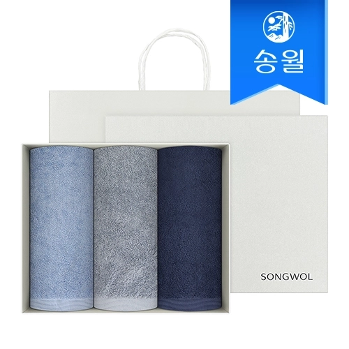 [송월타올] 호텔수건 라운드 190g 코마 40수 3p 선물세트(쇼핑백) 기념수건 답례품