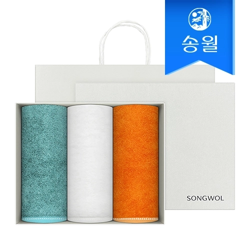 [송월타올] 호텔수건 솔리드 뱀부무지 3매선물세트(쇼핑백) 호텔용세면타올