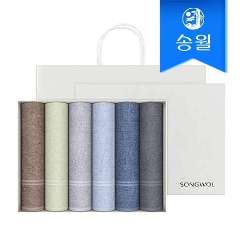 [송월타올] 호텔수건 데일리 데이라인 110g 6p 선물세트(쇼핑백) 기념수건 답례품