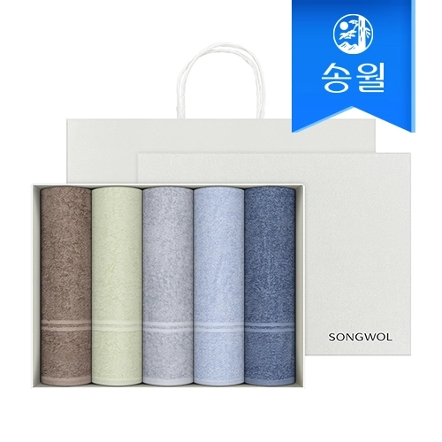 [송월타올] 호텔수건 데일리 데이라인 110g 5p 선물세트(쇼핑백) 기념수건 답례품