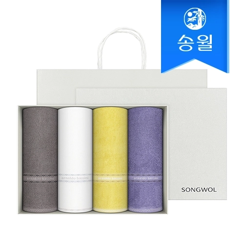 [송월타올] AB 체인 140g 4매 선물세트(쇼핑백) 세면타올 기념수건 답례품