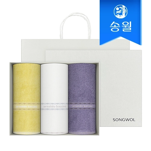 [송월타올] AB 체인 140g 3매 선물세트(쇼핑백) 세면타올 기념수건 답례품