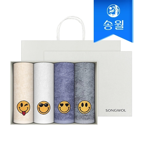 송월 스마일 160g코마40수 4매선물세트+쇼핑백 세면타올 기념수건 답례품