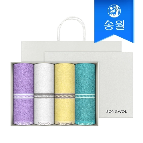 [송월타월] 레일 세면타올 4매 선물세트(쇼핑백) 기념수건 답례품