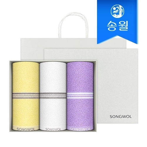 [송월타월] 레일 세면타올 3매 선물세트(쇼핑백) 기념수건 답례품