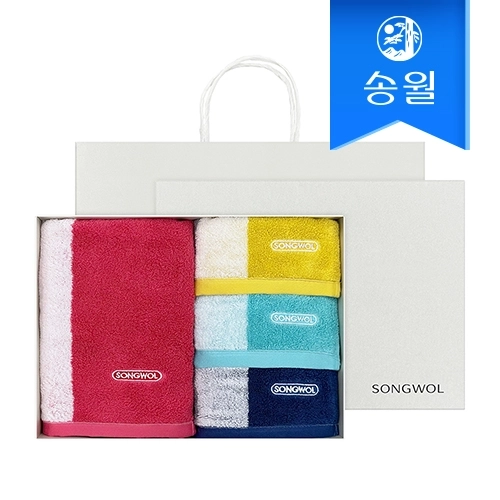 [송월타월] 컬러웨이 크림박스세트(세면1+핸드3)+쇼핑백