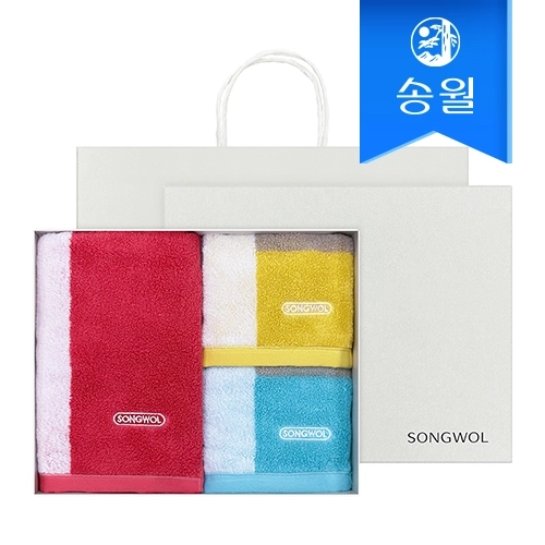 [송월타월] 컬러웨이 크림박스세트(세면1+핸드2)+쇼핑백