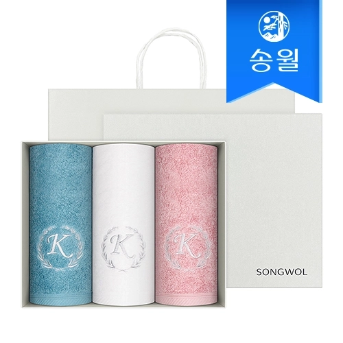 송월 카이저 40수 코마 180g 3매 선물세트(쇼핑백) 호텔수건 답례품