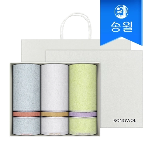 [송월타월] 컬러베이직36 세면타올 3매 선물세트(쇼핑백) 기념수건 답례품